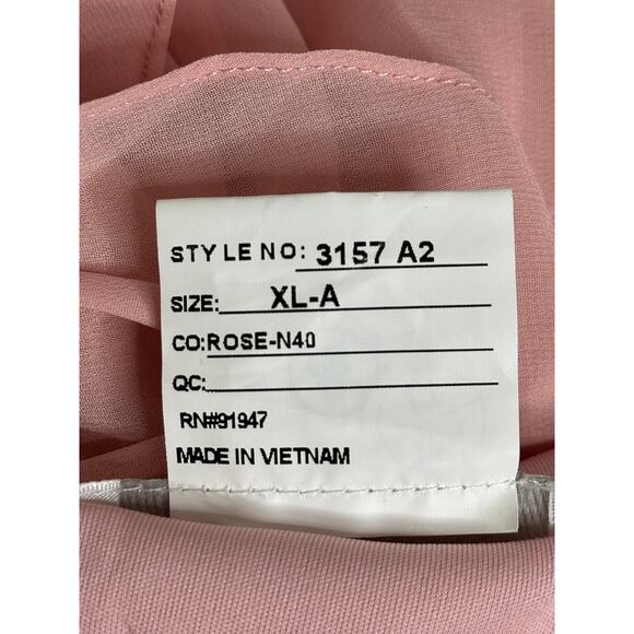 Dessy Collection NWT Pink Asymmetrical Ruffle Chiffon Bias Slip Maxi Dress XL - Picture 4 of 6